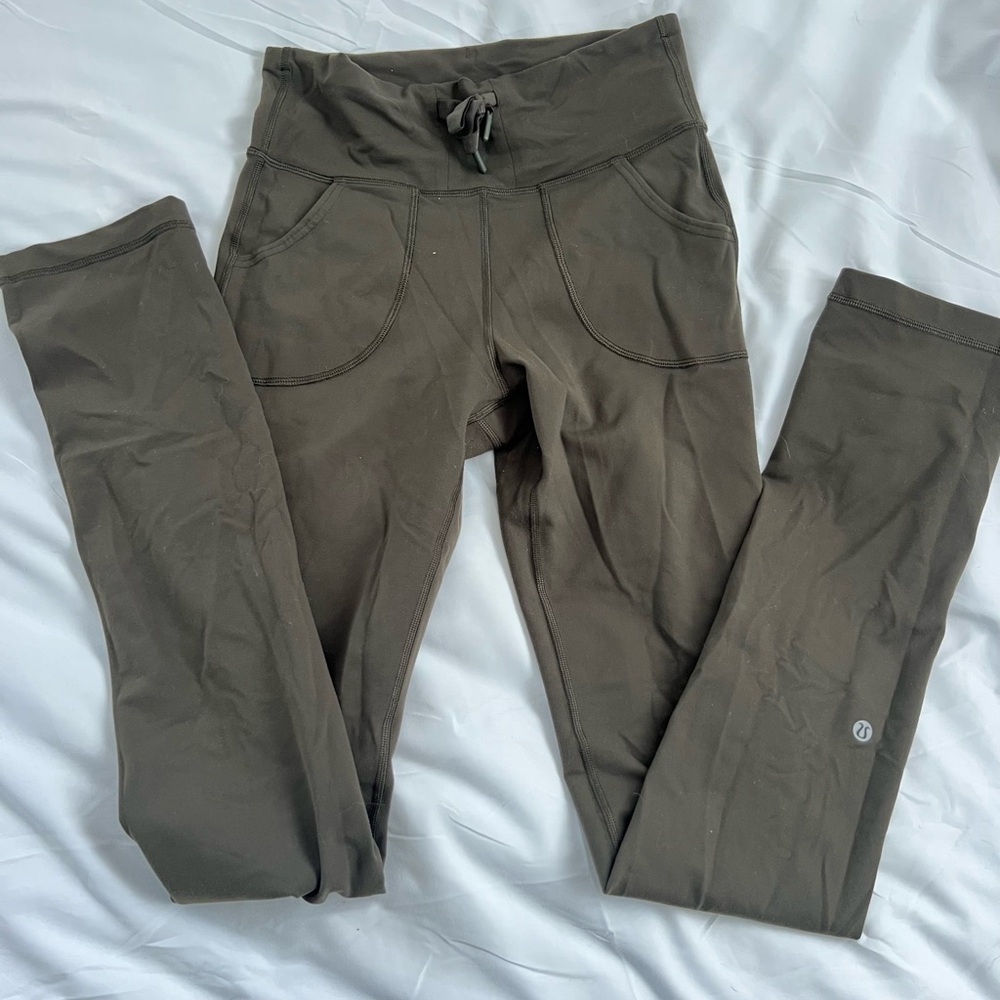 Olive Green High-Waisted Leggings